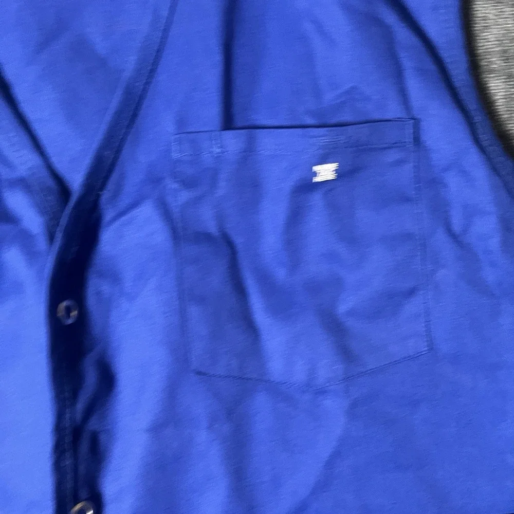Menards Vest 2XL Blue Cotton Blend Collarless Snap With Pockets Employee Uniform
